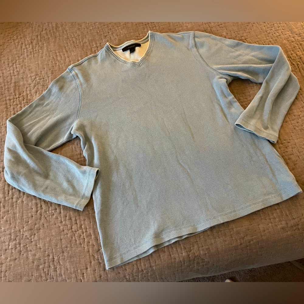 Express blue v neck lightweight sweater vintage large 100% cotton classic fit